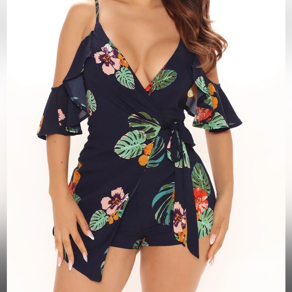 Vidette Floral romper-Navy